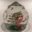 Early 1930's Chinese Faceted Art Glass Paperweight Painted Sulphide Caged Birds