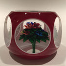 Vintage Saint Louis Art Glass Paperweight Upright Bouquet Faceted Overlay