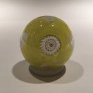 Vintage Miniature Murano Art Glass Paperweight Ruffled Millefiori on Yellow