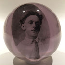 Antique American Art Glass Photo Paperweight Maxwell? Graeser?