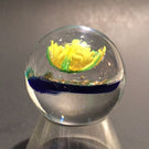 Handmade Al Janelle Art Glass Marble Lampworked Yellow Flower Marble