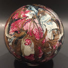 Rare Signed Michele Luzoro Modern French Art Glass Paperweight Red w/ Aventurine