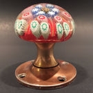 Vintage Strathearn Art Glass Paperweight Doorknob Twists & Millefiori On Orange