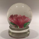 Early Chinese Art Glass Paperweight Footed Pink Crimp Rose Style Peony