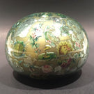 Antique English Green Bottle Glass Paperweight Whimsy Reverse Decoupage