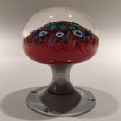 Vintage Strathearn Art Glass Paperweight Doorknob Twists & Millefiori On Red