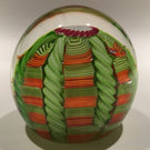 Vintage Murano Art Glass Paperweight Green & Orange Twist Millefiori Crown