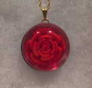 Rare Ronald Ray Art Glass Paperweight Crimp Rose Pendant W/ 14K Gold Chain