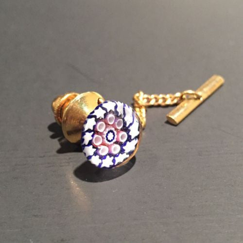 Vintage Caithness Art Glass Paperweight Jewelry Millefiori Tie Tack Pin