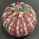 Vintage Murano Art Glass Paperweight Pink Millefiori Crown