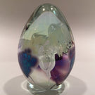 Signed Roger Vines MSH Ash Art Glass Paperweight Purple Iridescent Egg