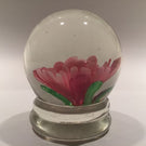 Early Chinese Art Glass Paperweight Footed Pink Crimp Rose Style Peony