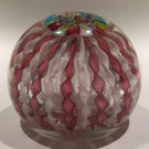 Vintage Murano Art Glass Paperweight Pink Millefiori Crown