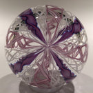 Vintage Signed Murano Art Glass Paperweight Purple & White Crown