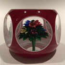 Vintage Saint Louis Art Glass Paperweight Upright Bouquet Faceted Overlay