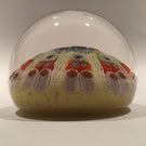 Vintage Strathearn Art Glass Paperweight 8 Spoke Millefiori Latticino on Yellow