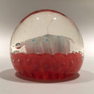 Vintage Murano Art Glass Paperweight Ruffled Millefiori On Orange Bubble Cushion