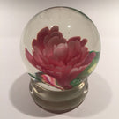 Early Chinese Art Glass Paperweight Footed Pink Crimp Rose Style Peony