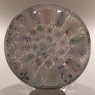 Huge Clichy Art Glass Paperweight Concentric Millefiori On Muslin W/ Roses