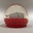 Vintage Murano Art Glass Paperweight Ruffled Millefiori On Orange Bubble Cushion