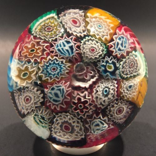 Vintage Murano Art Glass Paperweight Concentric Complex Millefiori Ruffle Canes