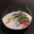 Early Chinese White Ground Art Glass Paperweight Hand Painted Floral Scene