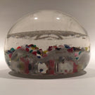 Antique American Art Glass Frit Paperweight Fraternal Seal Multicolored Ground
