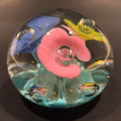 Vintage American Studio Art Glass Paperweight Colorful Trumpet Flowers