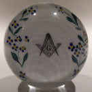 Rare Antique Albert Graeser Art Glass Paperweight Freemasons Floral White Plaque
