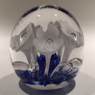 Vintage American Studio Art Glass Paperweight White Trumpet Flowers