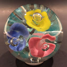 Vintage American Studio Art Glass Paperweight Colorful Trumpet Flowers