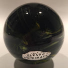 Vintage Blenko Art Glass Paperweight Mottled Yellow & Blue On Black