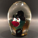 Vintage Murano Art Glass Paperweight Unusual Encased Clown Bust