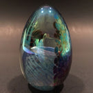 Signed Mt. St. Helens Ash MSH Art Glass Paperweight Purple Iridescent Egg