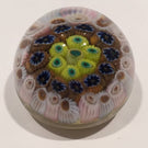 Miniature Strathearn Art Glass Paperweight Concentric Millefiori Yellow Ground