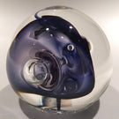 Signed Rollin Karg Art Glass Paperweight Modern Metallic Purple Control Bubbles