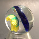 Handmade Al Janelle Art Glass Marble Lampworked Yellow Flower Marble