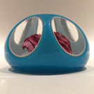 Rare Murano Art Glass Paperweight Crimp Rose w/ Blue Overlay 1885 Date Cane