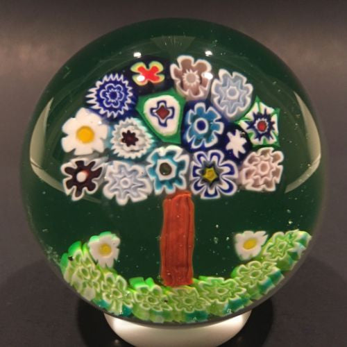 Vintage Murano Miniature Art Glass Paperweight Patterned Millefiori Tree