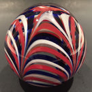 Vintage American MMA Art Glass Paperweight Red White Blue Marbrie