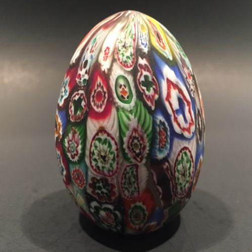 Medium Murano Art Glass Paperweight Egg Shaped Close Packed Millefiori