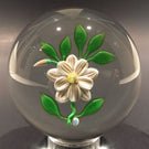 Rare Vintage Hugh Smith Art Glass Paperweight White Floral Lampwork