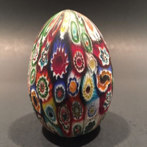 Medium Murano Art Glass Paperweight Egg Shaped Close Packed Millefiori