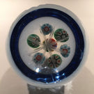 Vintage Murano Art Glass Paperweight Millefiori Blue Flash Fancy Cut Faceting