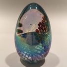 Signed Mt. St. Helens Ash MSH Art Glass Paperweight Purple Iridescent Egg