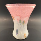 Large Perthshire Art Glass Paperweight Style Millefiori Pink & White Flower Vase