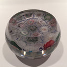 Rare Antique Clichy Art Glass Paperweight Blue Barber Pole Chequer Millefiori