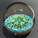 Vintage Murano Art Glass Paperweight Complex Leaf & Flower Silhouette Millefiori