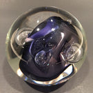 Signed Rollin Karg Art Glass Paperweight Modern Metallic Purple Control Bubbles