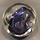 Signed Rollin Karg Art Glass Paperweight Modern Metallic Purple Control Bubbles
